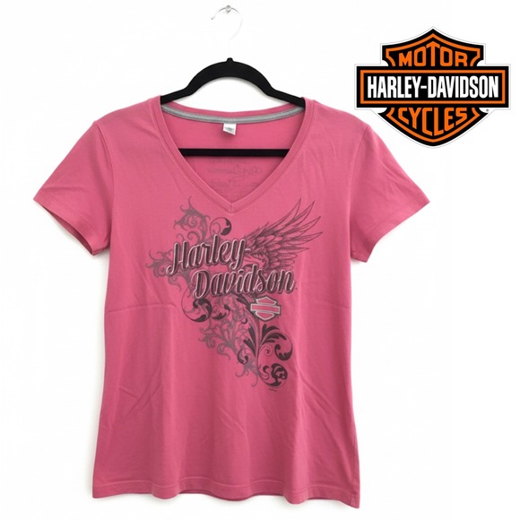 Harley Davidson Hellbender 2014 Women's M Graphic T Shirt Tee Pink- 🔥 - Picture 2 of 6